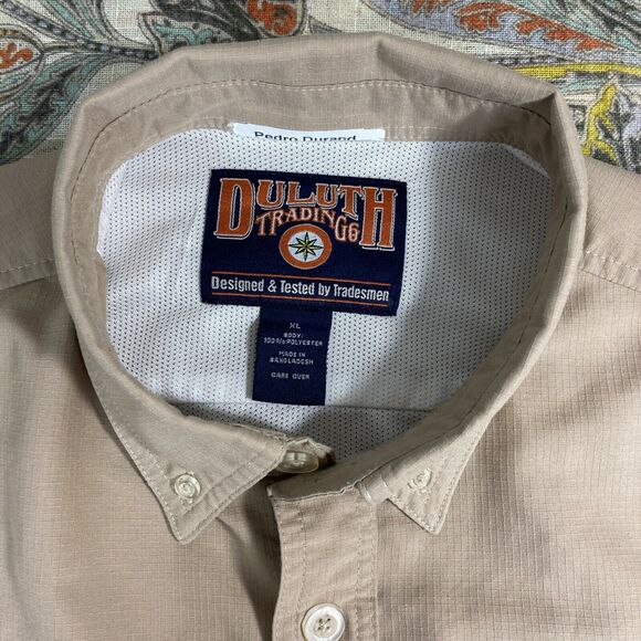 Duluth Trading Mens Beige Light Brown Long Sleeve Button Shirt Outdoor XL - Picture 5 of 8